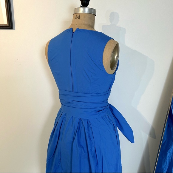 J. Crew Women’s Cotton Poplin Blue Faux Wrap Midi Dress Sz 4 - Picture 6 of 15